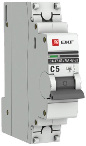 Выключатель автоматический EKF PROxima ВА47-63 1п 5А C 4.5кА фото Выключатель автоматический EKF PROxima ВА47-63 1п 5А C 4.5кА картинка